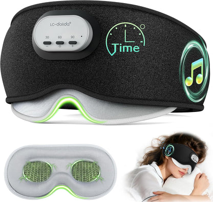 LC-dolida Voice Control Bluetooth Sleep Mask, Bamboo Cotton Bluetooth Sleep Headphones with 3D Zero-Pressure Cups and Timer Setting, Total Blackout Sleep Eye Mask for Side Sleepers (Purple)