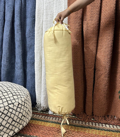 Saffron HANDICRAFTS Cotton 240TC - Bolster Cover Full Round Removable Cover for Neck Roll, Leg Rest,Yoga Practice, Meditation, Bed Sofa Couch (Teal Blue, 8"x24"(20 cm x 60 cm))