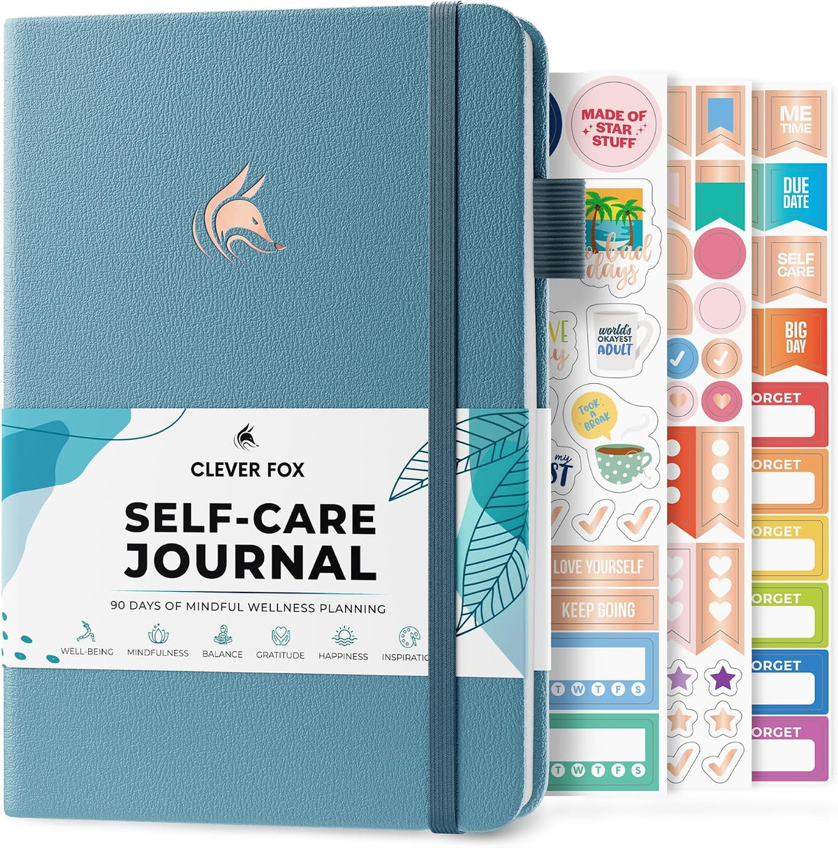 Clever Fox Self-Care Journal for Women, Daily Planner 5.8x8.3 Mystic blue