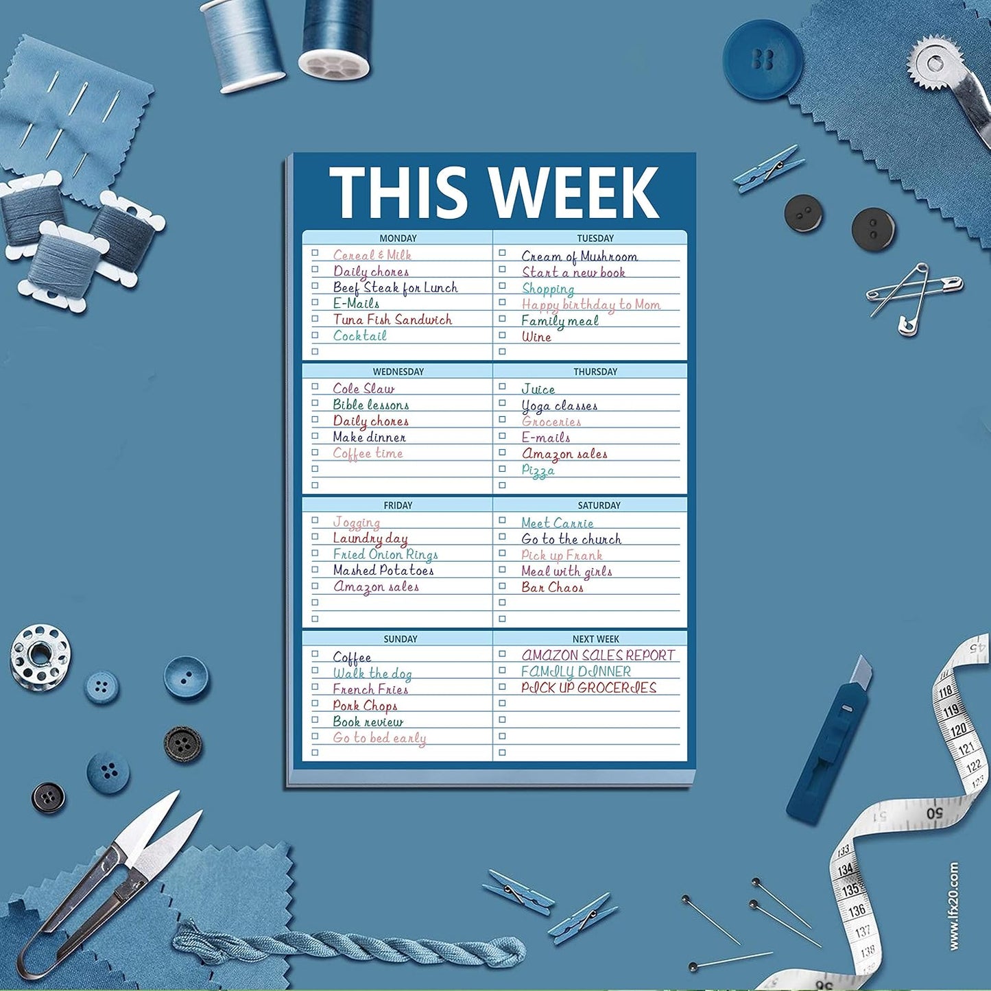 90 Pages Weekly Planner List Note Pad to Do List with Magnet Mountings for Fridge Locker (6" x 9")
