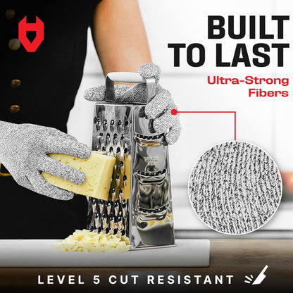 NoCry Cut Resistant Gloves With Grip Microdots — Food Grade Cutting Glove | Cut Proof Kitchen Gloves, Mandoline and Food Prep Safety, Great For Woodworking, Ambidextrous, Breathable, Machine Washable