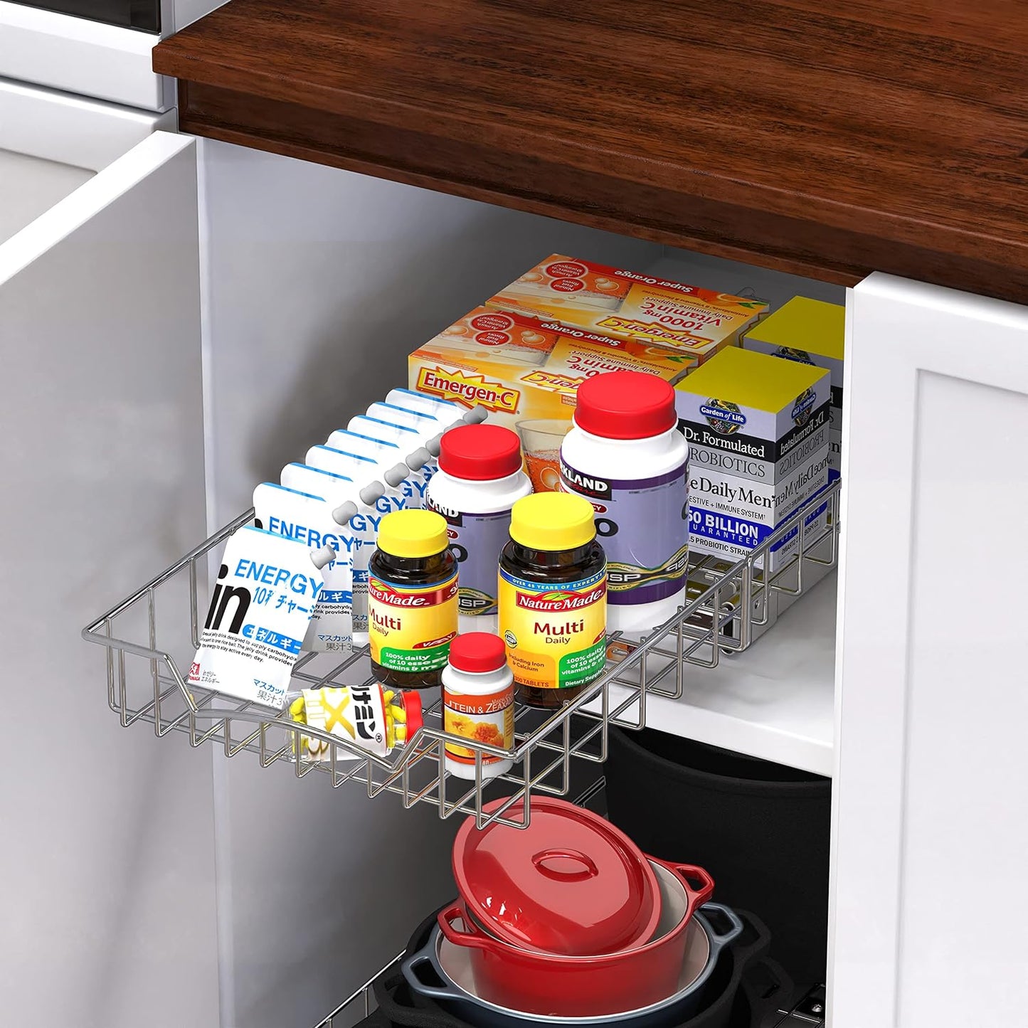 Simple Houseware Under Cabinet Pull Out Sliding Shelf, 21" Dx11 W, Chrome