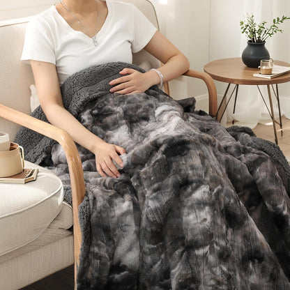 Soypipo Electric Heated Throw Blanket 50"x60", Faux Fur Plush with 4 Heat Settings & 2/4/8/10H Auto Shut-Off, Overheat Protection, Machine Washable, for Office & Chair, Dark Grey