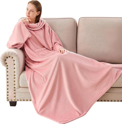 IFNOW Fleece Wearable Blanket with Sleeves, Oversized Snuggle Robe