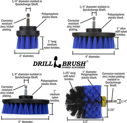 Drillbrush Multipurpose Cleaning Brush Set - Grout, Tile, Shower, Brick | Drill Brush Attachments for Cleaning Car Seats, Stone, Fiberglass, Griddles, and More - Truck/Car Detailing Drill Attachment