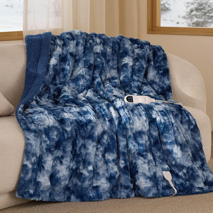 Bedsure Heated Blanket Throw Blanket with Preheat Function - Fast Heating Electric Blanket, Soft Flannel Throw with 6 Time Settings(Up to 10H), 6 Heating Settings, Gifts for Grandma (50"x60", Grey)