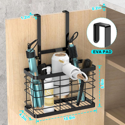Hair dryer holder cabinet door - Hair tool organizer wall mount | Cabinet Door Bathroom Organizer Hair Care & Styling Tools Storage Basket for Hair Dryer, Curling Irons, Hair Straighteners