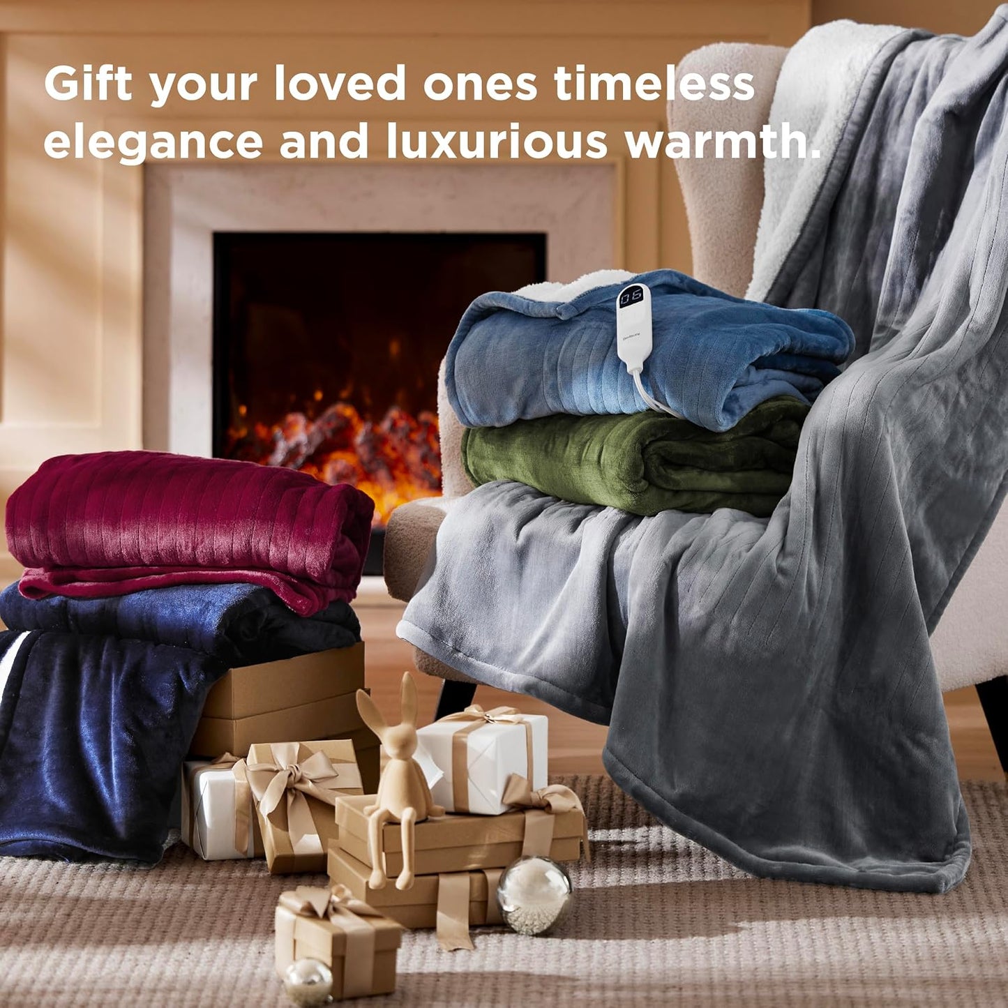 Bedsure Heated Blanket Throw Blanket with Preheat Function - Fast Heating Electric Blanket, Soft Flannel Throw with 6 Time Settings(Up to 10H), 6 Heating Settings, Gifts for Grandma (50"x60", Grey)