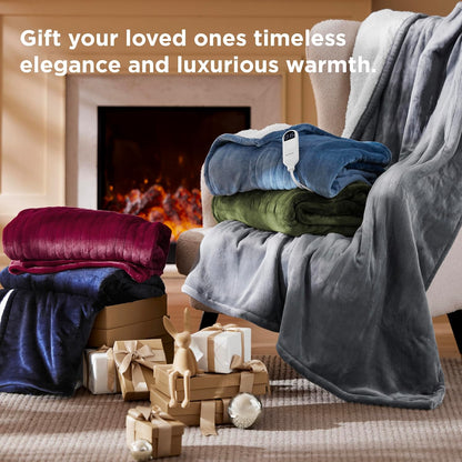 Bedsure Heated Blanket Throw Blanket with Preheat Function - Fast Heating Electric Blanket, Soft Flannel Throw with 6 Time Settings(Up to 10H), 6 Heating Settings, Gifts for Grandma (50"x60", Grey)