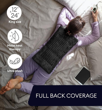 GENIANI Back Pain & Relaxation Gifts for Women – Electric Heating Pad for Back, Neck & Shoulders, Soft Microplush Electric Throw Heating Pad for Period Comfort, Fast Heating, Auto Shut Off, 12"x24"