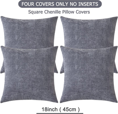 GAWAMAY Lumbar Support Pillow Decorative Rectangle Throw Pillow Covers 12"x20" Inch Set of 2, Soft Chenille Fall Pillowcase for Living Room Bedroom Sofa Couch Cushion Cover Grey 30x50cm (No Insert)