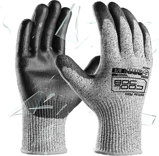 COOLJOB 12/120 Pairs Cut Resistant Work Gloves PU Coating, ANSI A2 A4 A6 A9