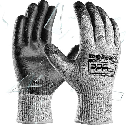 COOLJOB 12/120 Pairs Cut Resistant Work Gloves PU Coating, ANSI A2 A4 A6 A9