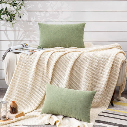 GAWAMAY Lumbar Support Pillow Decorative Rectangle Throw Pillow Covers 12"x20" Inch Set of 2, Soft Chenille Fall Pillowcase for Living Room Bedroom Sofa Couch Cushion Cover Grey 30x50cm (No Insert)