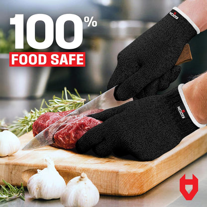 NoCry Cut Resistant Gloves Food Grade with Grip Dots for Superb Grip - Breathable & Lightweight - Ambidextrous - Ideal for Chefs and for Woodworking