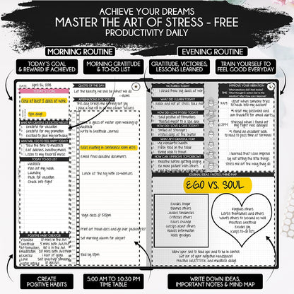 Freedom Mastery Daily Journal of Gratitude, Productivity & Habit Tracker | Undated 90-Day Planner with Daily Reflection, Mindfulness, Positivity, Vision Board & Stickers, Gratitude Journal for Women