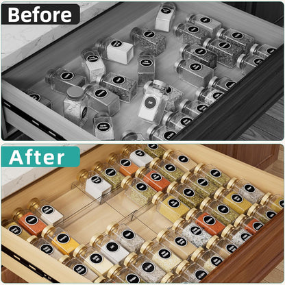 MIUKAA Clear Acrylic Spice Drawer Organizer, 4 Tier Seasoning Jars Drawers Insert, Kitchen Spice Rack Tray for Drawer/Countertop (Jars not included)