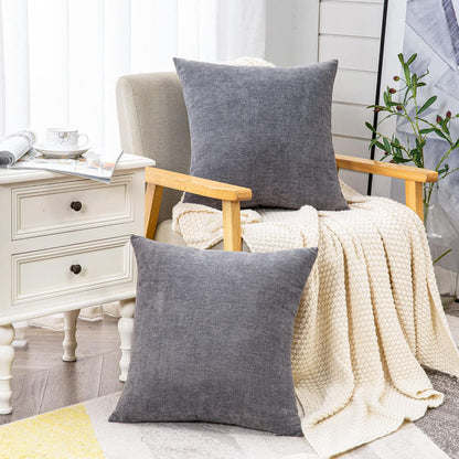 GAWAMAY Lumbar Support Pillow Decorative Rectangle Throw Pillow Covers 12"x20" Inch Set of 2, Soft Chenille Fall Pillowcase for Living Room Bedroom Sofa Couch Cushion Cover Grey 30x50cm (No Insert)