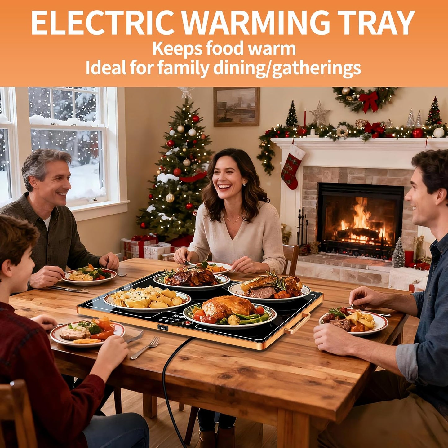 Warming Mat for Food,Extra Long 40"x12",Tempered Glass Warming Tray, Black | Keep Food Warm,Electric Food Warmers for Parties Buffet & Daily Use,Build-in Thermostat,Temperature Control,Full Surface Warm