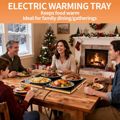 Warming Mat for Food,Extra Long 40"x12",Tempered Glass Warming Tray, Black