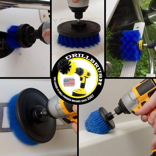 Drillbrush Multipurpose Cleaning Brush Set - Grout, Tile, Shower, Brick | Drill Brush Attachments for Cleaning Car Seats, Stone, Fiberglass, Griddles, and More - Truck/Car Detailing Drill Attachment