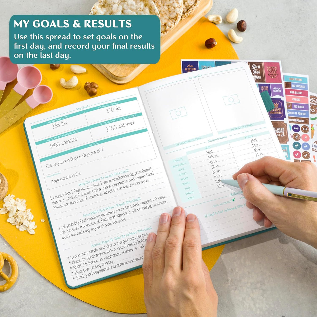 Legend Food Journal, Weight Loss & Meal Tracking Diary 5.8x8.3 Hot Pink