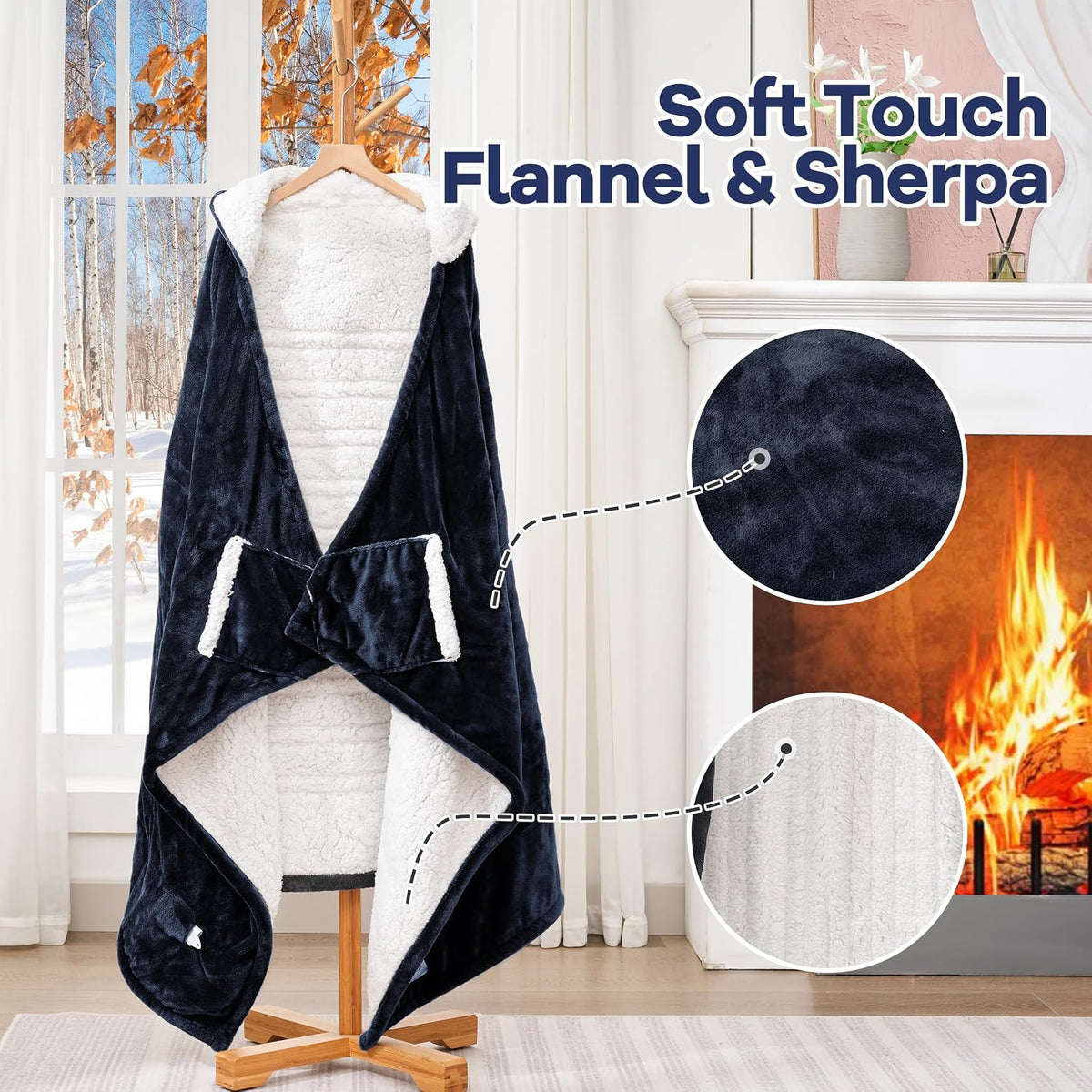 MAXEVE Heated Wearable Blanket with Foot Pocket & Sleeves Electric Snuggle