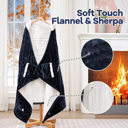 MAXEVE Heated Wearable Blanket with Foot Pocket & Sleeves Electric Snuggle