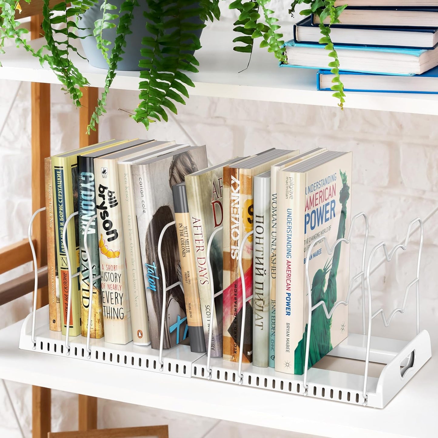 Simple Houseware Expandable Pan Rack 10 Adjustable Compartments, White | Kitchen Cabinet Organizer for Pots, Pans, Lids & Bakeware - Pantry & Countertop Storage