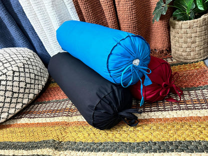 Saffron HANDICRAFTS Cotton 240TC - Bolster Cover Full Round Removable Cover for Neck Roll, Leg Rest,Yoga Practice, Meditation, Bed Sofa Couch (Teal Blue, 8"x24"(20 cm x 60 cm))