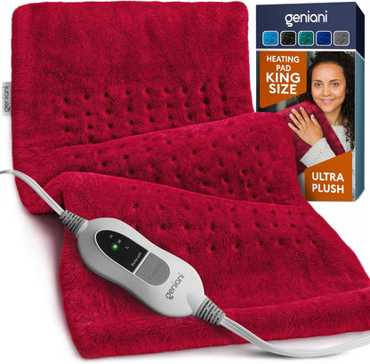 GENIANI Back Pain & Relaxation Gifts for Women – Electric Heating Pad for Back, Neck & Shoulders, Soft Microplush Electric Throw Heating Pad for Period Comfort, Fast Heating, Auto Shut Off, 12"x24"