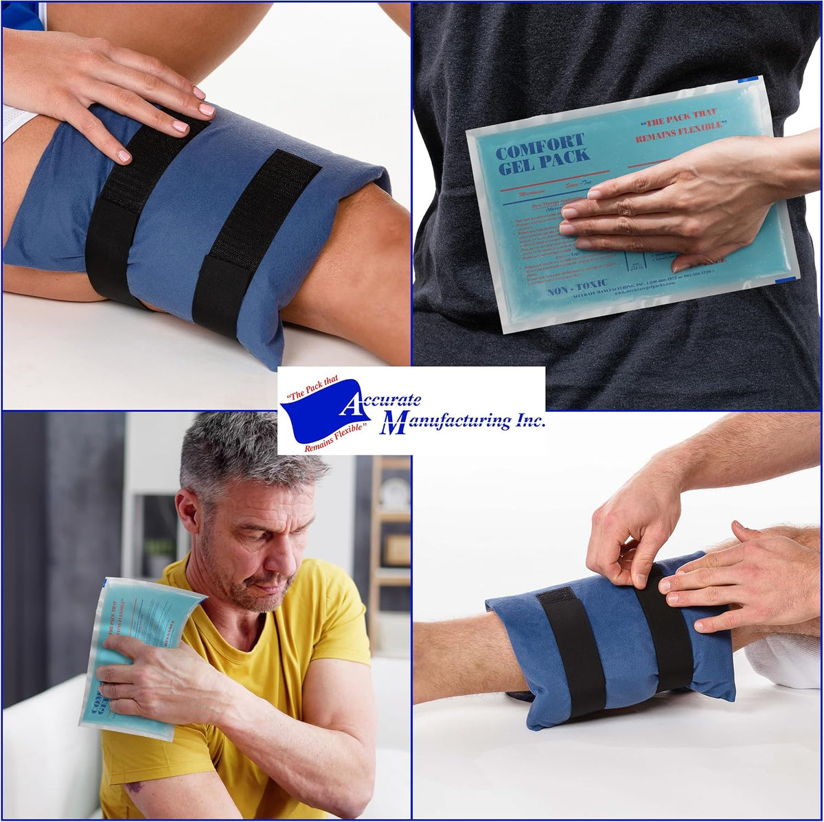Flexible Reusable Gel Packs for Neck, Wrist, Arm, Back and Shoulder Pain Relief - Versatile Hot or Cold Gel Packs for Injuries, Sore Muscles or Toothache Pain Relief, Blue, 9" x 12"