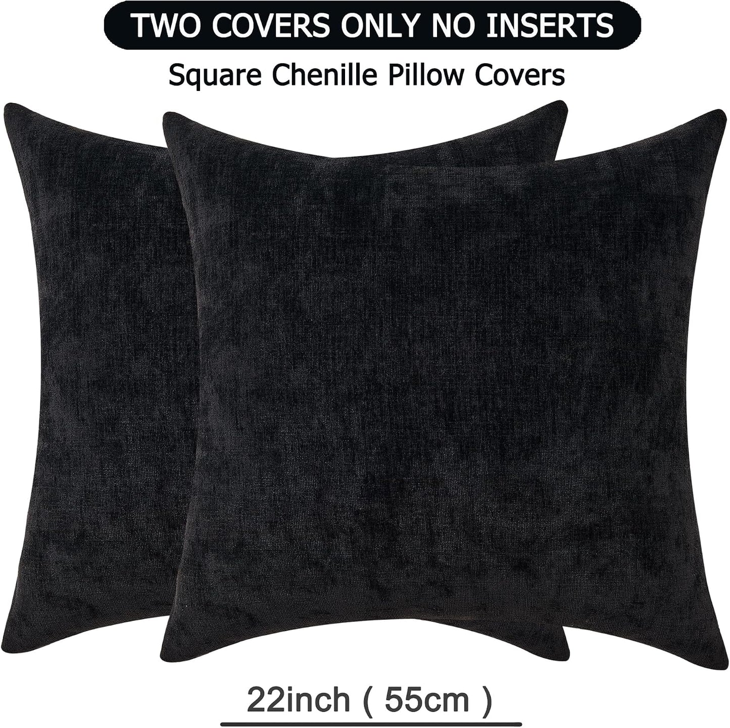GAWAMAY Lumbar Support Pillow Decorative Rectangle Throw Pillow Covers 12"x20" Inch Set of 2, Soft Chenille Fall Pillowcase for Living Room Bedroom Sofa Couch Cushion Cover Grey 30x50cm (No Insert)