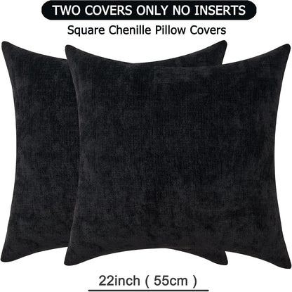 GAWAMAY Lumbar Support Pillow Decorative Rectangle Throw Pillow Covers 12"x20" Inch Set of 2, Soft Chenille Fall Pillowcase for Living Room Bedroom Sofa Couch Cushion Cover Grey 30x50cm (No Insert)