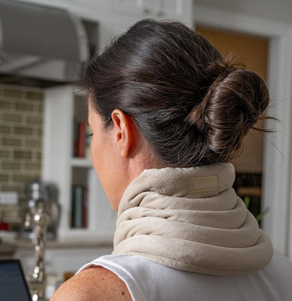 ASUTRA Weighted Neck Wrap, Plush Gray | Microwaveable Heating Pad for Neck and Shoulders, Hot and Cold Compress, Lavender Aromatherapy
