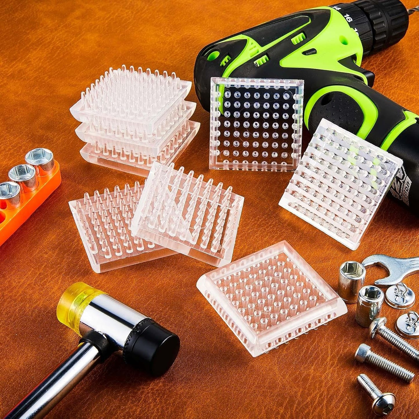Jetec 16 Pcs Carpet Protectors for Furniture Legs Rug Protector Spiked Caster Cups Furniture Coasters for Carpets Plastic Anti-dent Carpet Protector for Chairs Sofas Tables Bed (Round)