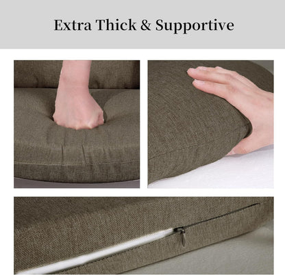 HOMBYS Glider Rocker Replacement Cushions with Storage Side Pocket,Linen-Like Fabric, Foam & Microfiber Filling, Non-Slip & Washable,Thickened & Supportive for Glider Rocking Chair (Khaki)