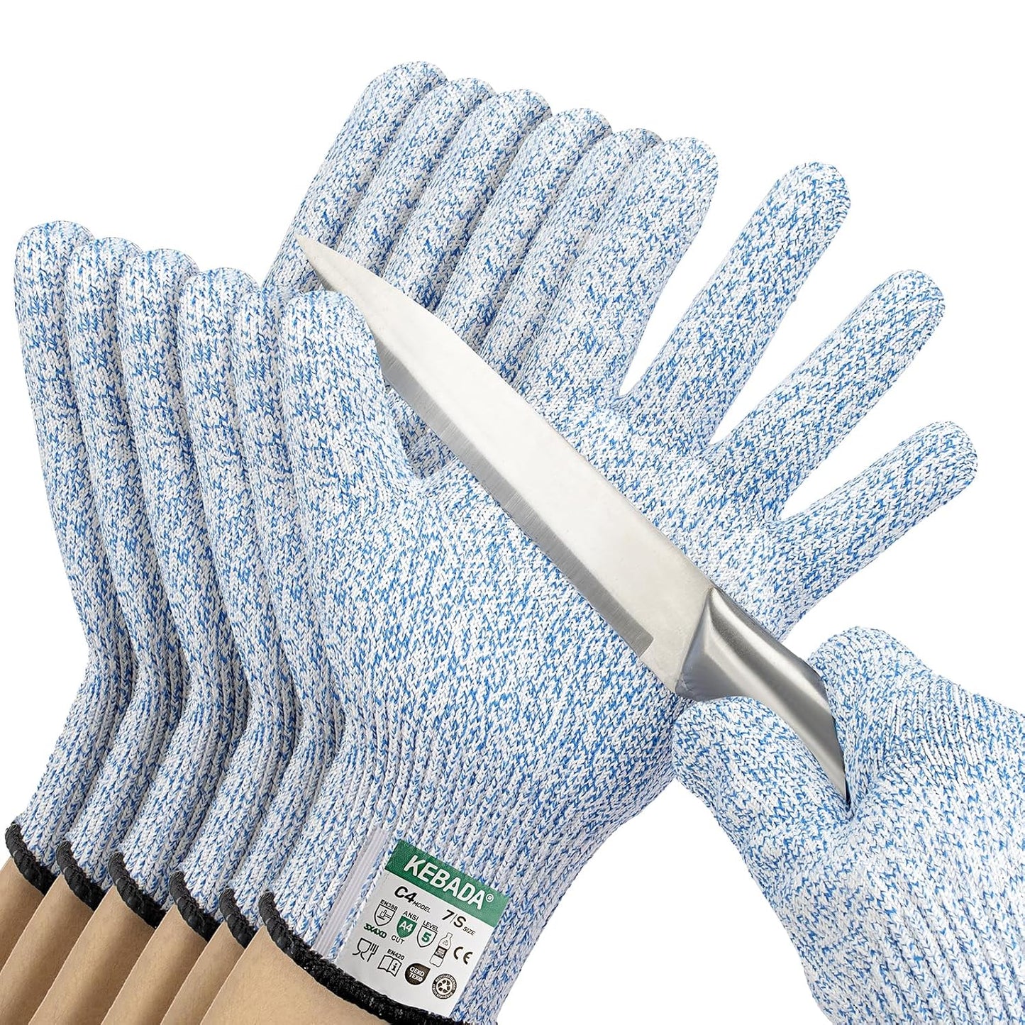 C4 Cut Resistant Gloves, ANSI A4, 100% Food Grade, 1 Pair, Medium | Food grade cutting gloves, glass-free & steel-free, breathable, washable. Ideal for meat cutting, slicing and oyster shucking