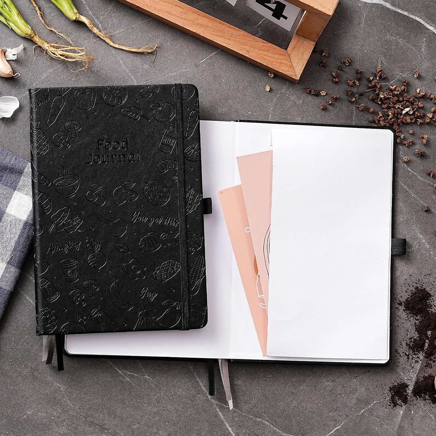 Food Journal - Journal for Women Weight Loss, 5.8" x 8.3", 6 Months Meal Planner to Count Calories Health Journals for Women/Men, Keep Healthy Diet & Achieve Fitness Goals - Rose Gold