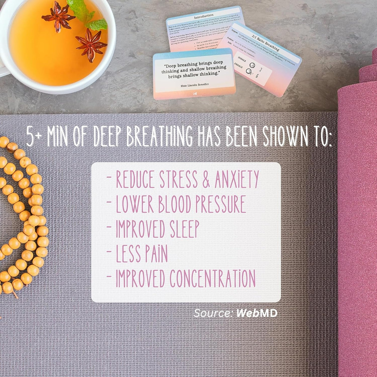 Calm Collective 52 Breathwork Cards - Vagus Nerve Breathing Exercises for Anxiety Relief, Emotional Regulation, & Cortisol Manager - Biohack Mental Health & Relaxation Gift (Travel Size)