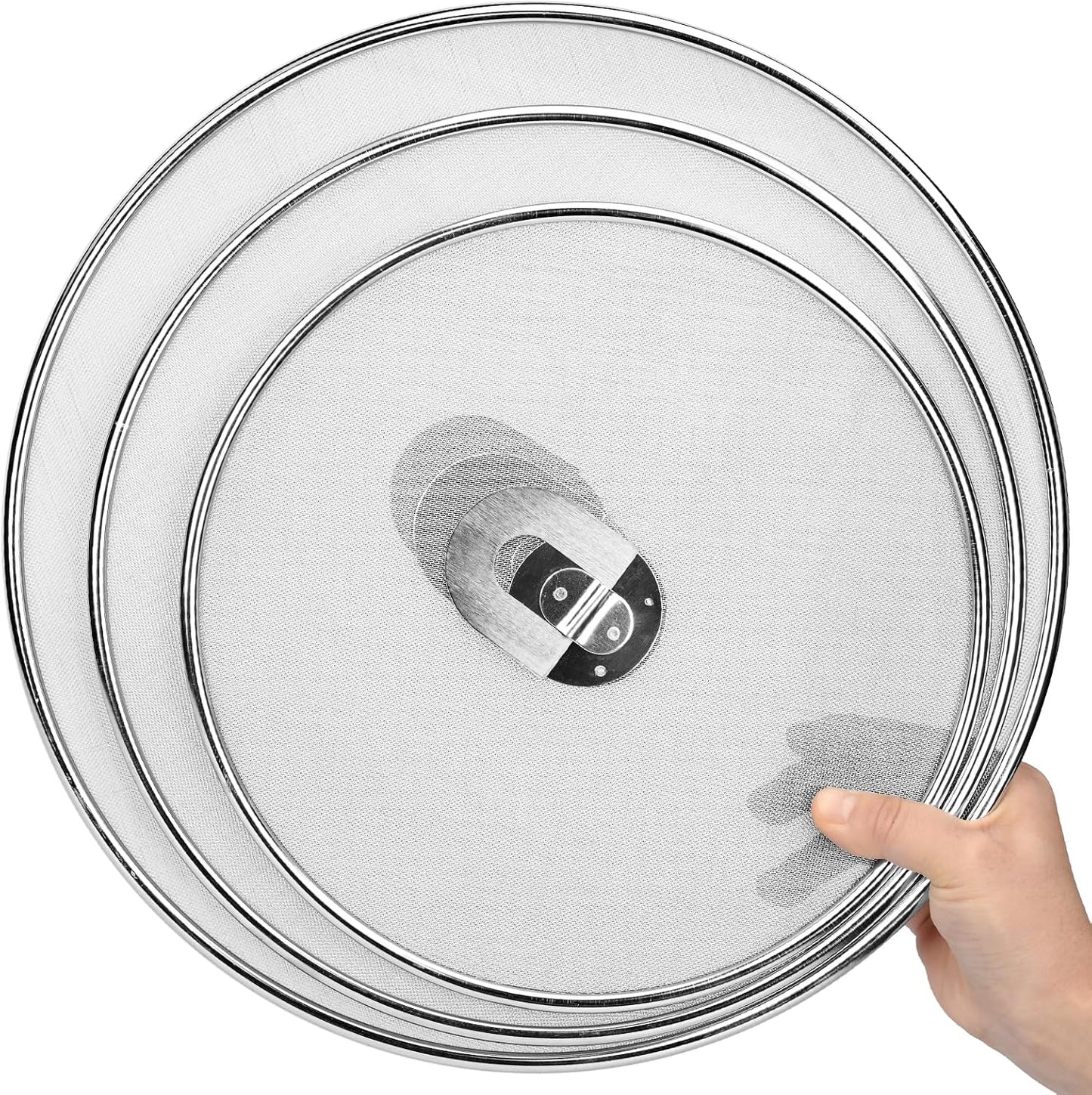 3 Pack Splatter Screen for Frying Pan 13" 11.5" 9.8" | Stainless Steel, Grease Splatter Guard, Ultra Fine Mesh Lids, with Fold Flat Knob for Prevent Oil Splatter