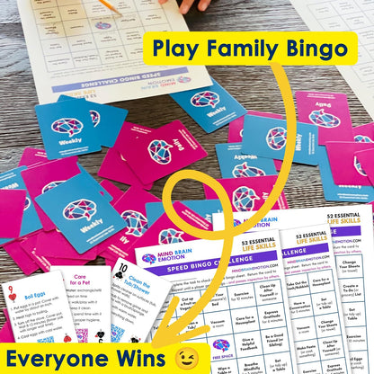Mind Brain Emotion 52 Essential Life Skills: No-Excuses Game to Teach Kids, Teens & Adults How to Care for Self & Chores, Practical Solution for Responsible Boys, Confident Girls, Happy Family