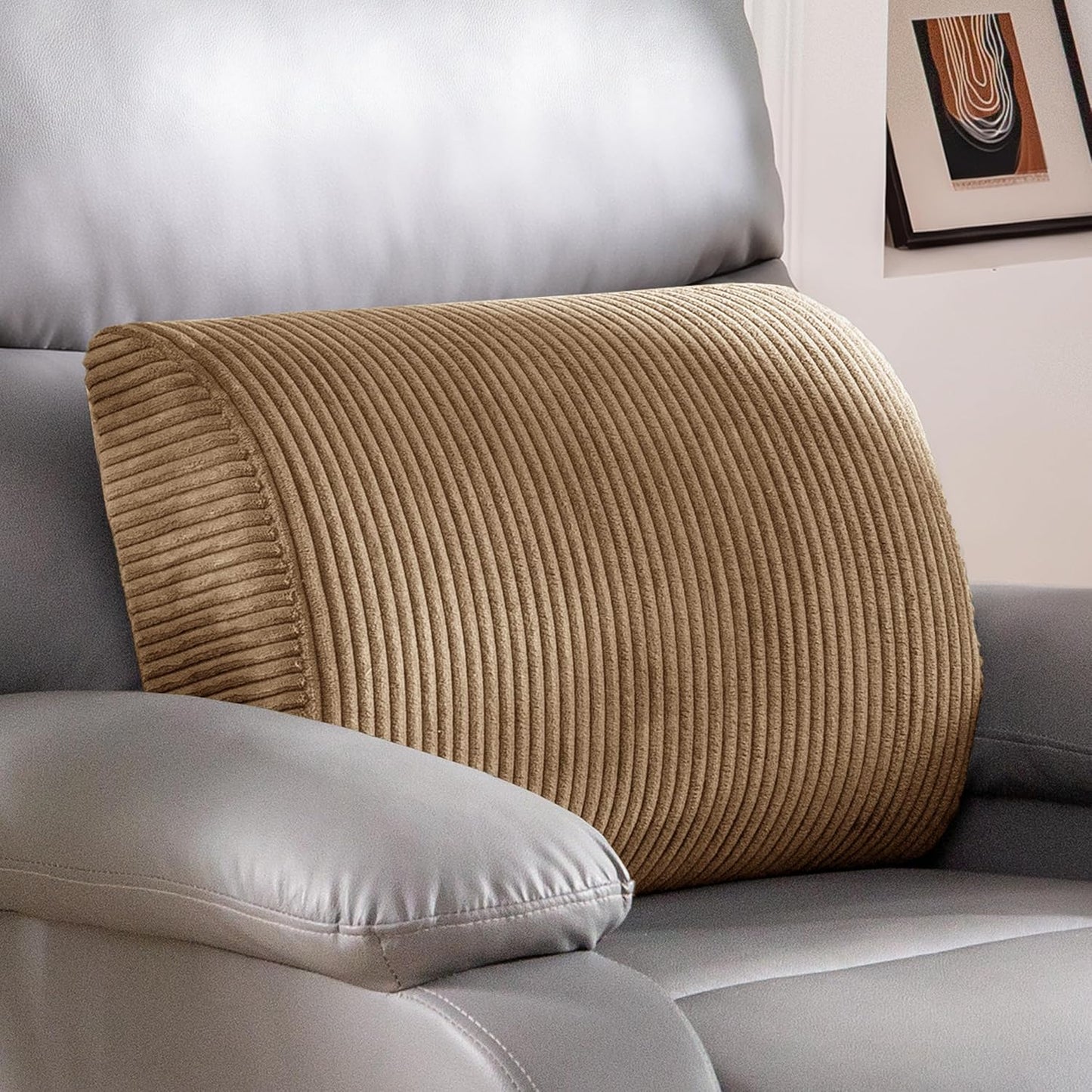 HIGOGOGO Lumbar Support Pillow for Recliner Chair/Accent Chair/Couch, Memory Foam Back Support Cushion for Elderly, Recliner Cushions for Back Rest, Pain Relief, Reading, Washable Cover, Brown