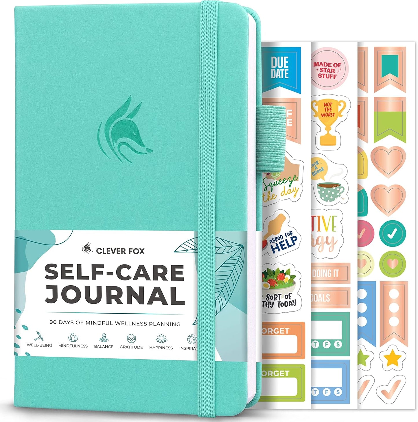 Clever Fox Self-Care Journal for Women, Daily Planner 5.8x8.3 Aquamarine | 3-month mental health journal, habit tracker, wellness journaling supplies for women & teen girls, gratitude & mood log