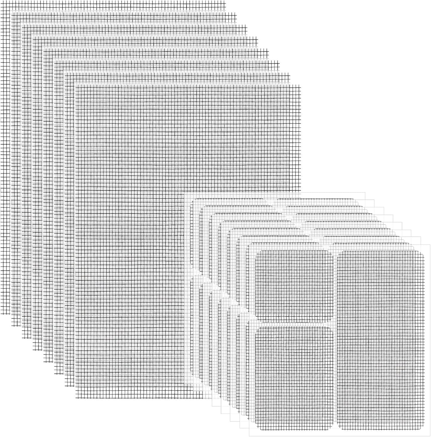 16PCS Window Screen Patch Kit 5"×7" & 4.5"×4.5" – Fiberglass Self-Adhesive Waterproof Mesh Tape for Tears & Holes, Strong Quick Fix for Door Mesh