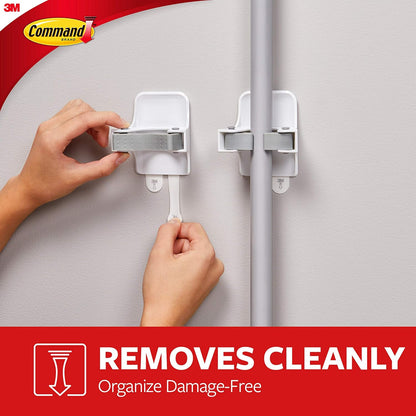 Command Large White Broom Grippers, 2 Broom Grippers, 4 Strips | Damage-Free Hanging Wall Mount Broom and Mop Holder, No Tools Holiday Cleaning Organizer, Holds up to 4 lb