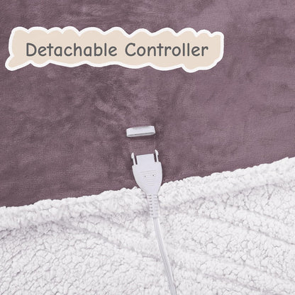 Soypipo Electric Heated Throw Blanket 50"x60", Faux Fur Plush with 4 Heat Settings & 2/4/8/10H Auto Shut-Off, Overheat Protection, Machine Washable, for Office & Chair, Dark Grey