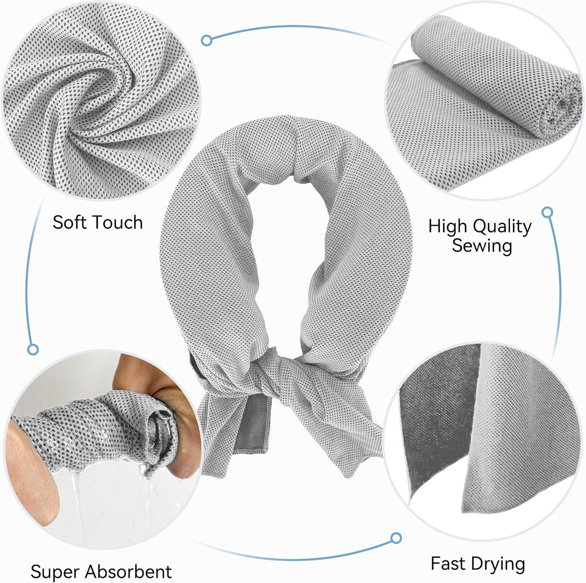 Neck Cooler for Hot Weather, Reusable Wearable Ice Water Neck Wrap with Wide Mouth for Ice Cubes, U-Shaped Cooling Neck Pack for Summer Heat, Outdoor Work, Sports, Travel & Hot Flashes, Blue