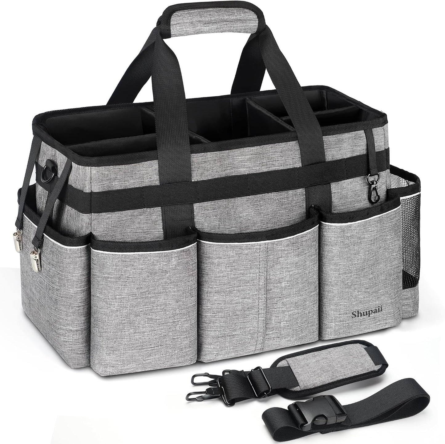 Wearable Cleaning Caddy Bag, Cleaning Caddy Supplies Organizer with Handles for Cleaners & Housekeeper, Under Sink & Car Cleaning Tool Organizers Bag with Adjustable Shoulder Strap&Waist Belt