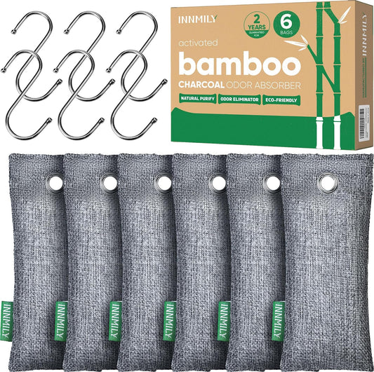 Activated Charcoal Odor Absorber,6 Pack Nature Odor Eliminator for Shoes, Bamboo Charcoal Air Purifying Bags,Shoe Deodorizer and Moisture Absorbers for Fresh Sneakers,Shoe Smell Remover | Bamboo Charcoal Air Purifying Bags,Shoe Deodorizer and Moisture